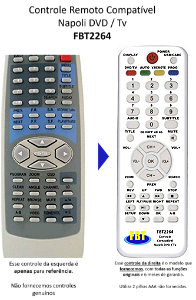 Controle Remoto Compatível Napoli DVD / Tv FBT2264