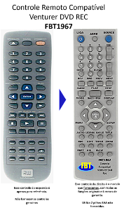 Controle Remoto Compatível Venturer DVD REC FBT1967