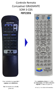 Controle Remoto Compatível GRADIANTE SOM 3 CDS FBT2393