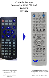Controle Remoto Compatível AVANCER CAR DVD V3 FBT2396