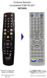Controle Remoto Compatível COBY RC-057 FBT2420