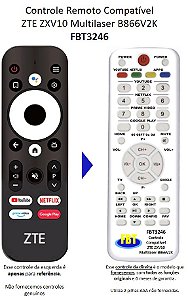 Controle Remoto Compatível ZTE ZXV10 Multilaser B866V2K FBT3246