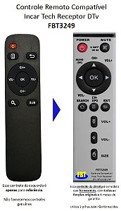Controle Remoto Compatível Incar Tech Receptor DTv FBT3249