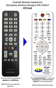 Controle Remoto Compatível Telesystem Intelbras Receptor DTv TS2017 FBT3248