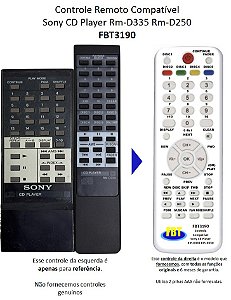 Controle Remoto Compatível Sony CD Player Rm-D335 Rm-D250 FBT3190