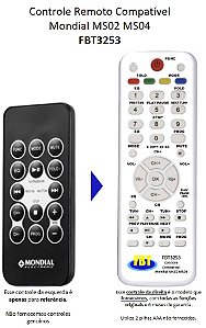 Controle Remoto Compatível Mondial MS02 MS04 FBT3253