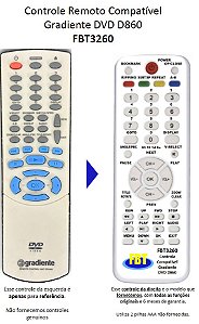 Controle Remoto Compatível Gradiente DVD D860 FBT3260