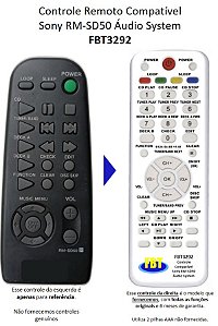 Controle Remoto Compatível Sony RM-SD50 Áudio System FBT3292