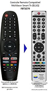 Controle Remoto Compatível Multilaser Smart Tv (EL1Q) FBT3270
