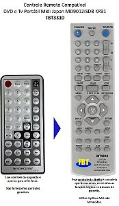 Controle Remoto Compatível DVD e Tv Portátil Midi Japan MD9012ISDB KR31 FBT3310