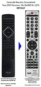 Controle Remoto Compatível Teac DVD Receiver Mc-Dv600 Rc-1271 FBT3317