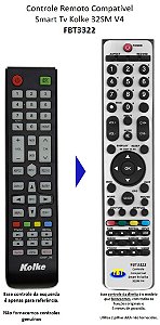 Controle Remoto Compatível Smart Tv Kolke 32SM V4 FBT3322