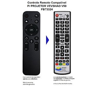 Controle Remoto Compatível Projetor VevShao V50 FBT3324