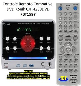 Controle Remoto Compatível DVD Konik CJH-J238DVD FBT1597