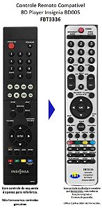 Controle Remoto Compatível BD Player Insígnia BD005 FBT3336
