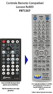 Controle Remoto Compatível Lenoxx Rc603 FBT1567