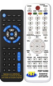Controle Remoto Compatível P/DVD CAR AR70 MM720 FBT1490