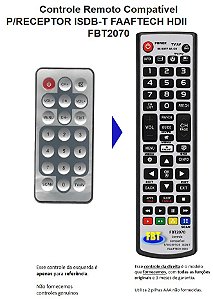 Controle Remoto Compatível P/FAAFTECH FTTV HDII FBT2070