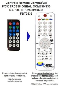 Controle Remoto Compatível P/CX TRC388 ONEAL OCM190/930 NAPOLI NPL2590/10598 FBT2435
