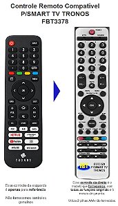 Controle Remoto Compatível P/SMART TV TRONOS FBT3378