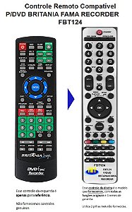 Controle Remoto Compatível P/DVD BRITANIA FAMA RECORDER FBT124
