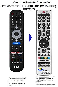 Controle Remoto Compatível P/SMART TV HQ QLED55SM (WHALEOS) FBT3383