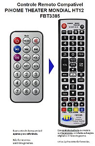 Controle Remoto Compatível P/HOME THEATER MONDIAL HT12 FBT3385