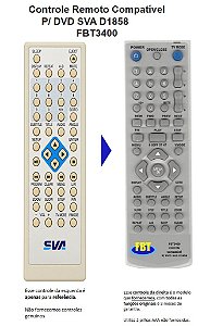 Controle Remoto Compatível P/ DVD SVA D1858 FBT3400
