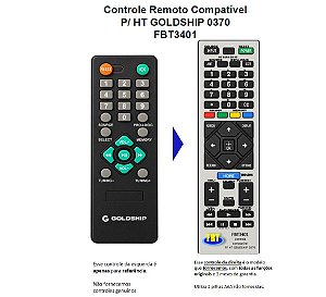 Controle Compatível Com Home Theater HT GOLDSHIP 0370 FBT3401