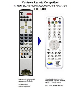 Controle Remoto Compatível P/ ROTEL AMPLIFICADOR RC-03 RR-AT94 FBT3404