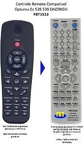 Controle Remoto Compatível - Optoma BR300 EX526 536 DX609V EP727 EP728 EW1610 TS721 TX727 TX728 X542 TX762 EX542 DS551 DX551 TS551 TX551 TX631-3D TW631-3D