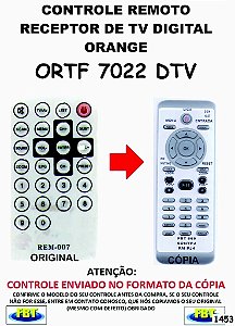 Controle Remoto Compatível para RECEPTOR DE TV Digital ORANGE ORTF 7022 DTV