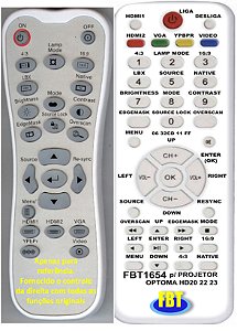 Controle Remoto Compatível - Optoma 3042B HD20 HD22 HD23 HD200X HD2200 HT1081 HD1080P HD131XE FBT1654