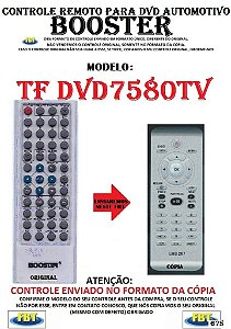 Controle Remoto Compatível - para DVD Digital Automotivo BOOSTER DVD 7580 TV