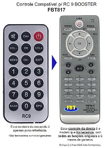 Controle Remoto Compatível Com TV AUTOMOTIVA RC9 FBT817