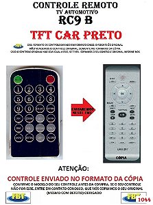 Controle Remoto Compatível - para TV Automotivo RC9 TFT CAR PRETO
