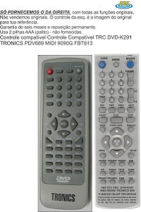 Controle Compatível TRC DVD-K291 Tronics PDV689 Midi 9090G FBT613
