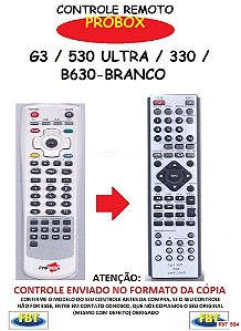 Controle Remoto Compatível para RECEPTOR DE TV Digital PROBOX G3 / 530 ULTRA / 330 / B630-BRANCO