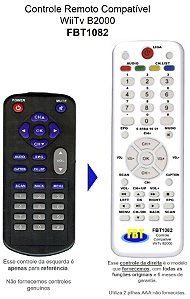 Controle Remoto Compatível Com RECEPTOR DE TV Digital Automotivo WIITV ZM-B2000 FBT1082