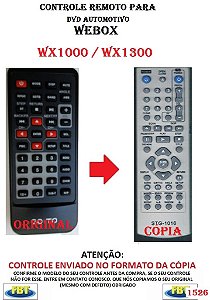 Controle Remoto Compatível - para DVD Digital Automotivo WEBOX WX1000 / WX1300