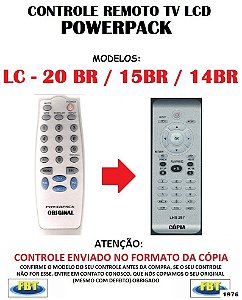 Controle Remoto Compatível - para TV LCD POWERPACK LC-20BR 15BR 14BR