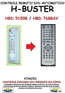 Controle Remoto Compatível - para DVD Automotivo H-BUSTER HBD 9150B / HBD 7688 AV