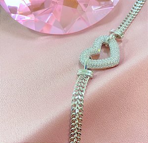 Pulseira Coração Cravejado