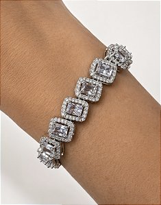 Pulseira quadrada de zircônias