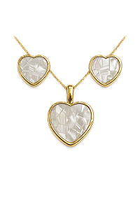 Conjunto de coração madre pérola