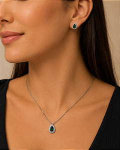 Conjunto gota verde esmeralda