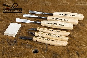 Kit de goivas e facas para entalhe 6 peças - Line Standard 894610 - Narex