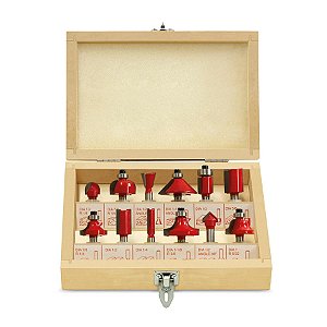 Jogo de Fresas para Tupia de Madeira com 12 peças - Amatools