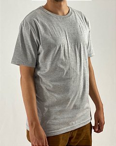 Camiseta Cinza Mescla, 100% Algodão, Fio 30.1 Penteado