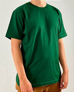 Camiseta Verde Musgo, 100% Algodão, Fio 30.1 Penteado